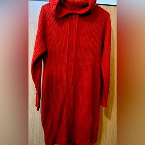 FULL CIRCLE Sweater Dress Size  Medium Country Knit Hoodie Rust Orange VTG
